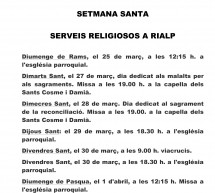 Setmana Santa – Serveis Religiosos a Rialp